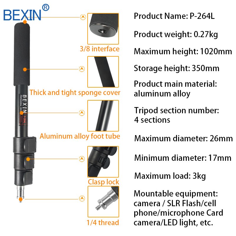 Exten Stand Rod Photography Flash bar holder Selfie stick Rod Stick Hand Grip monopod support light Boom Pole support bracket