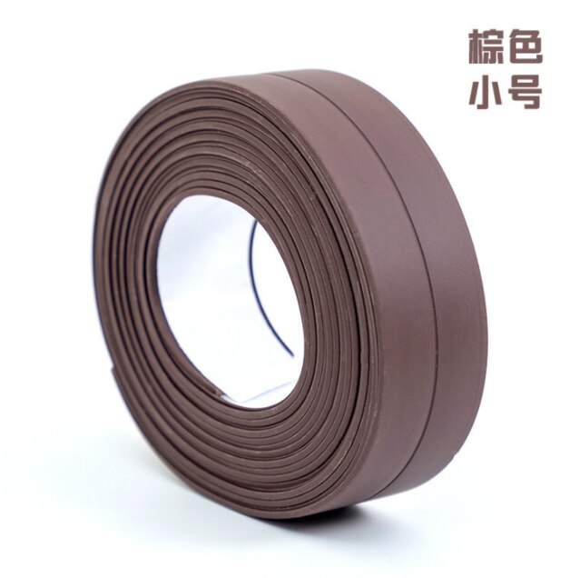 3,3 m * 38/22mm Badezimmer Dusche Waschbecken Badewanne Abdichtung Streifen Band Weiß PVC Selbst-klebstoff Wasserdicht wand Aufkleber Bad Küche: Brown small