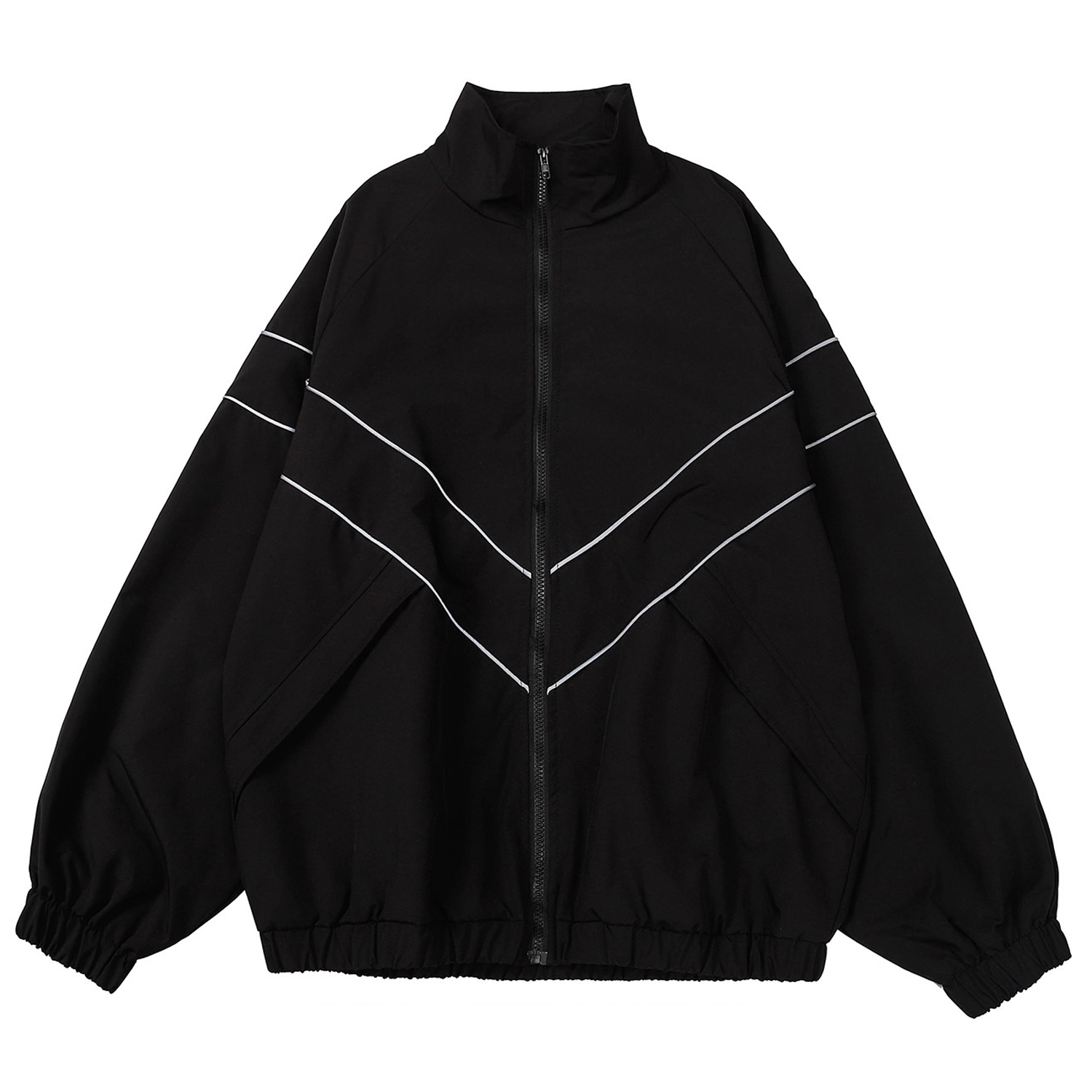 Hiphop varsity-jakke mænd high street patchwork farveblok vindjakke frakker kvinder forår efterår tynde collegejakker: Xxxl / Sort