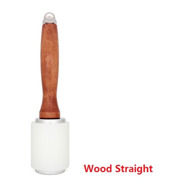 Martillo para tallado de cuero, mazo Artesanal de cuero, herramienta de costura para estampado de piel de vaca, punzón de mango de madera recta con cabeza en T de nailon: wood straight