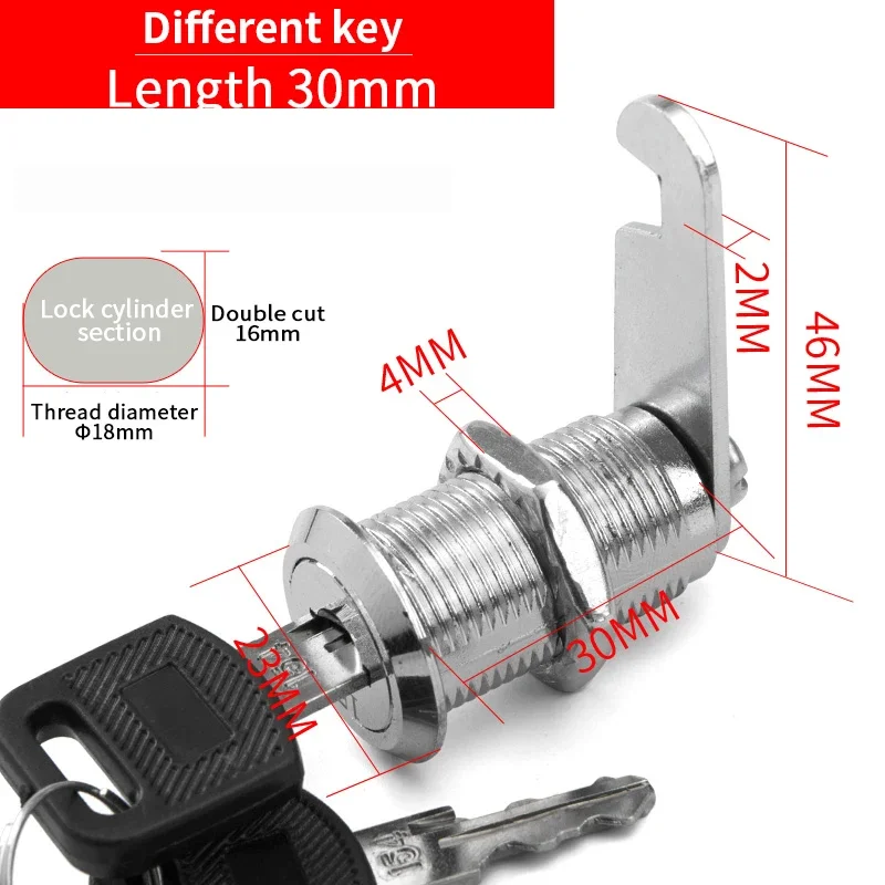 5/20SETS Security Lock Metal Cylinder Cabinet Locker Cam Lock With Keys Security Mailbox Lock Drawer 16mm/20MM/25MM/30MM: M / Beige