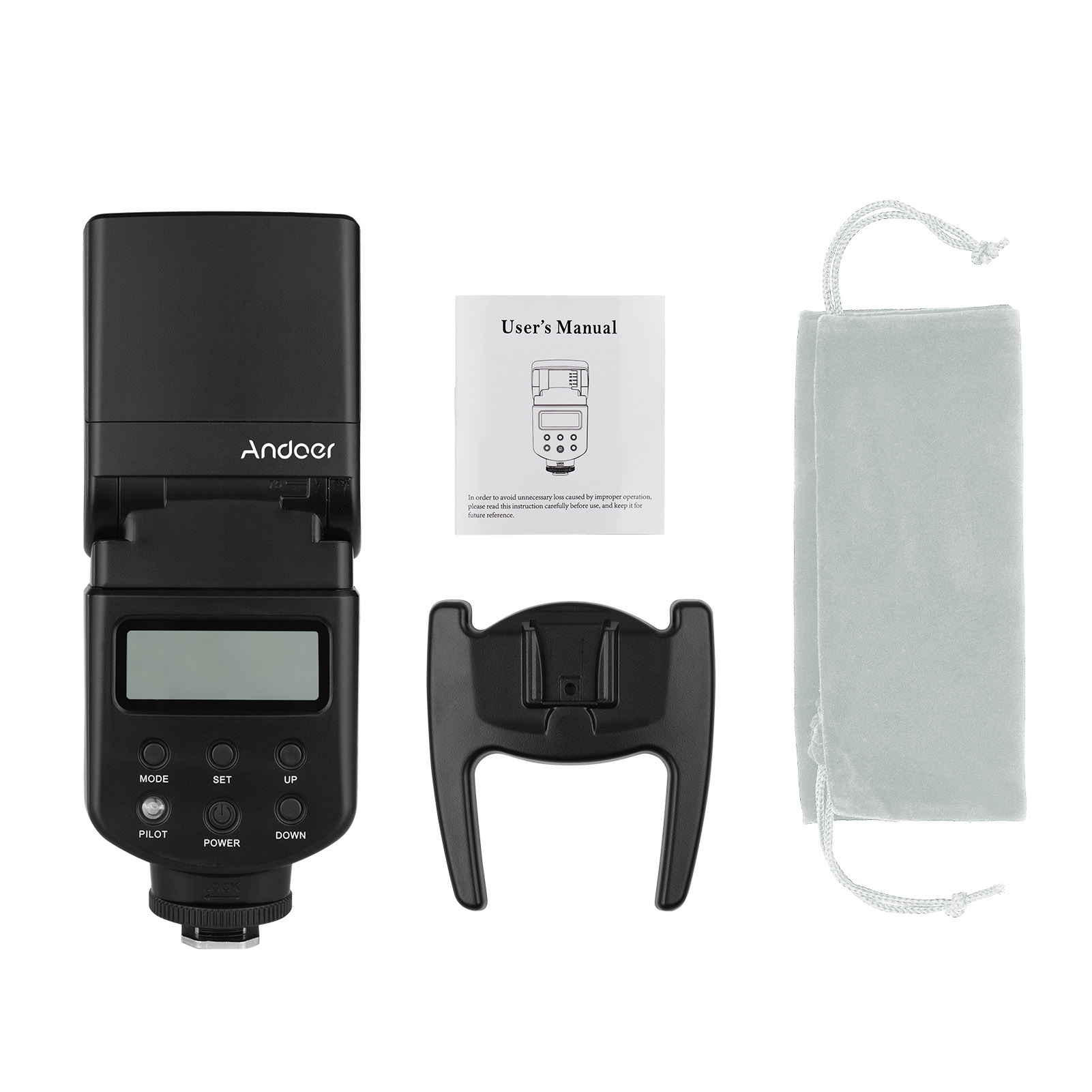 Andoer Flash Speedlite GN40 Adjustable LED Fill Light On-camera Flash With Bracket Replacement for Canon Nikon DSLR Cameras: Default Title