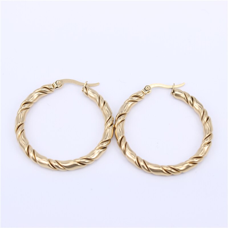 gold color hoop earring 30mm35mm40mm outer diameter and 4mm thick Simple women wear every day LH679: gold color 35mm