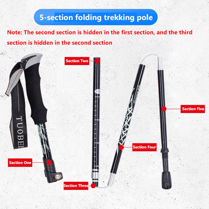 Foldable Walking Poles Anti-shock Trekking Sticks Adjustable Telescopic Baton For Hiking Climbing Accessories With Storage Bag