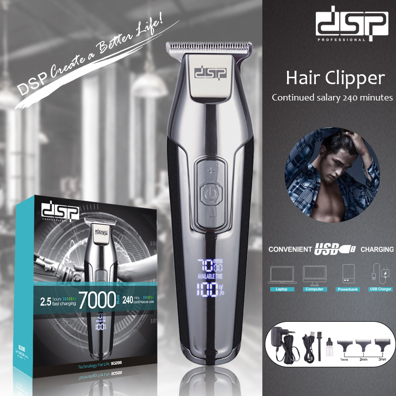 Tagliacapelli per uso domestico Trimmer elettrico professionale con schermo a LED lavabile USB ricaricabile da uomo testa di taglio in acciaio ad alta potenza EU