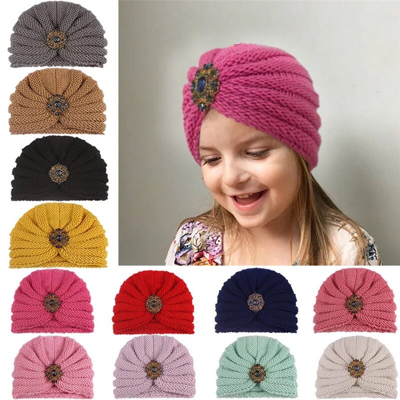 Herfst winter kinder gebreide muts capuchon baby wollen muts met boorcombinatie outdoor warme gebreide muts