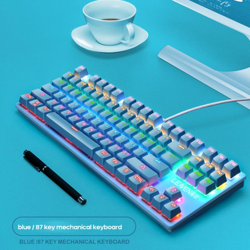 Clavier mécanique Punk 87 touches vert axe jeu ordinateur portable de bureau compétitif clavier jeu clavier pcaccessoires