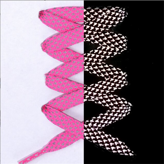 1 Paar 100Cm Reflecterende Schoenveters Lichtgevende Platte Schoenveters Schoenen Vrouw Man Casual Sport Veters Ronde Veters Accessoires: Pink