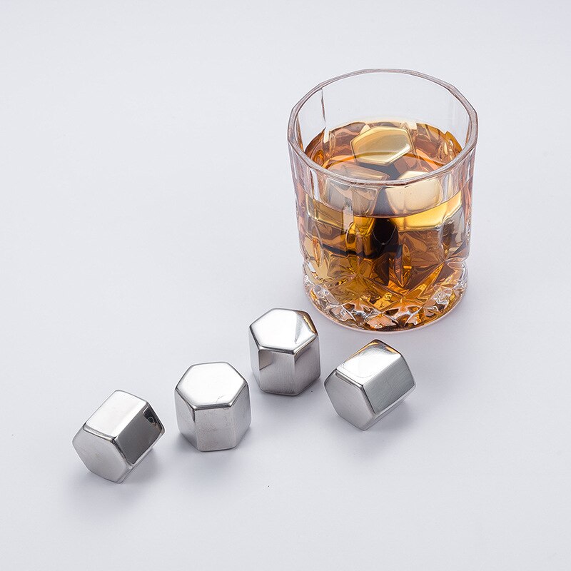 Golden Stainless Steel Whisky Hexagon Shape Bar Vodka Whisky Wine Beer Cooler Rocks Coolers Ice Cubes
