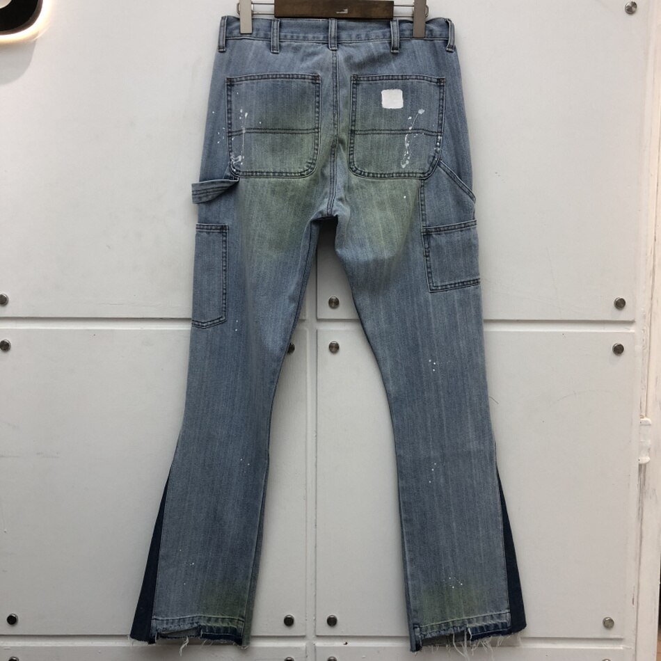 Galerij dept stiksels bootcut jeans denim mannen vrouwen schade gat distressed galerij dept broek mannen jeans broek