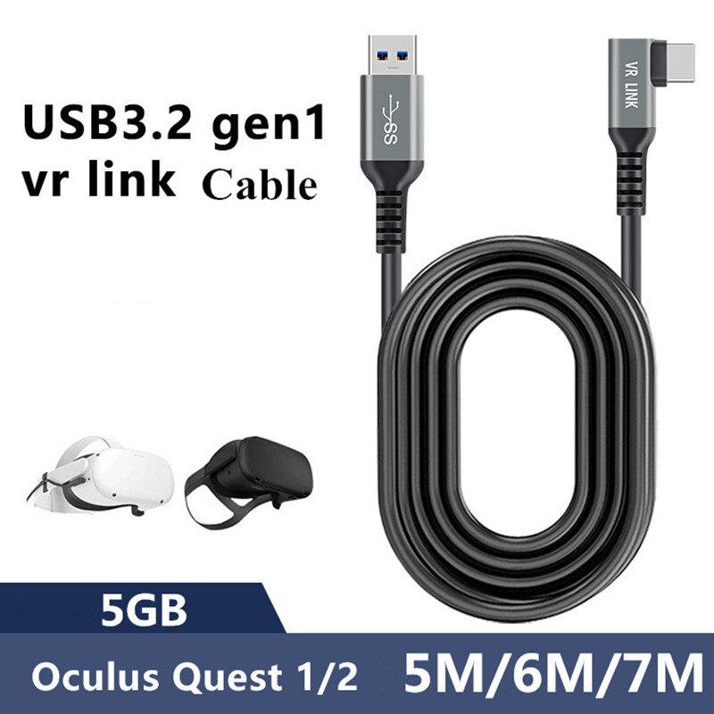 7m 6m 5m til oculus quest 2 link kabel usb 3.2 lynopladningskabler til quest 2 vr data hurtigopladninger vr headset tilbehør