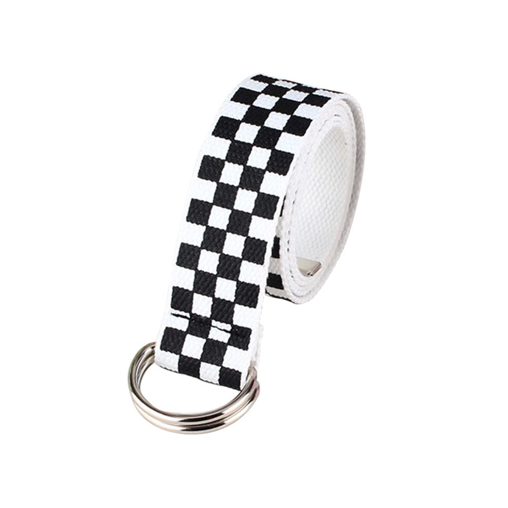 Ceinture à carreaux en toile blanche et noire | Pour femmes, à carreaux, à la , 135cm, ceinture décorative pour vêtements de rue assortie à tout: 02