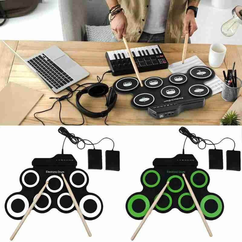 Digitale Elektronische Drum Kit, Kit Met 7 Pads Voor Elektrische Drums, Met Usb, 7 Drumsticks En Pedaal Ondersteuning