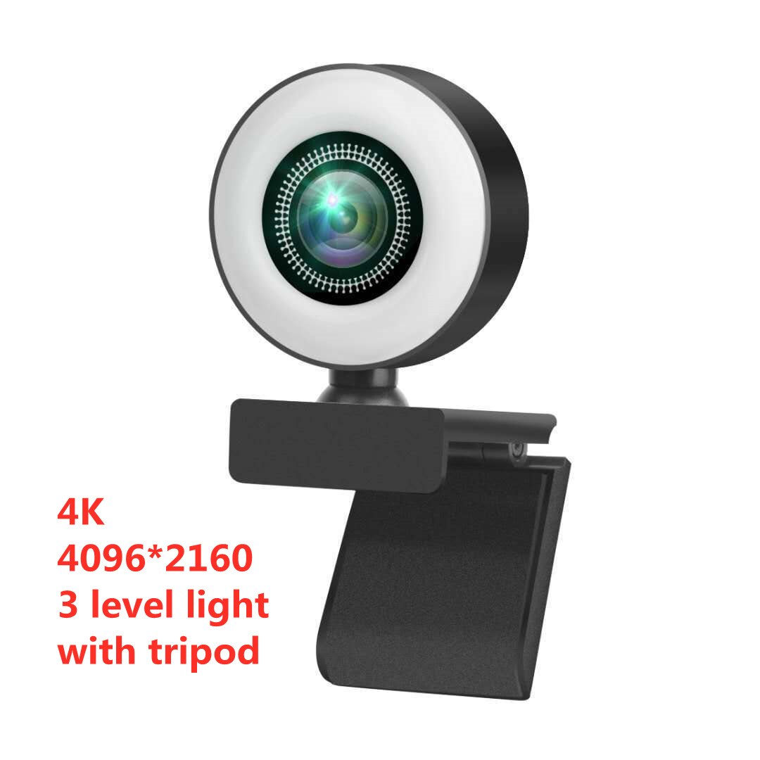 4K/2K/1080P Auto-Focus Led Web Camera Hd Webcam Met Microfoon 3 Niveau licht Web Kameras Voor Computer Pc Video-opname Webcam: 4K