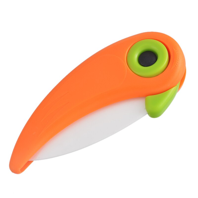 Mini Blade Keramische Pare Schil Dunschiller Pocket Fold Mes Cut Slice Picknick Fruit Bestek Cutter Vogel Groente Keuken Zak Doos: orange