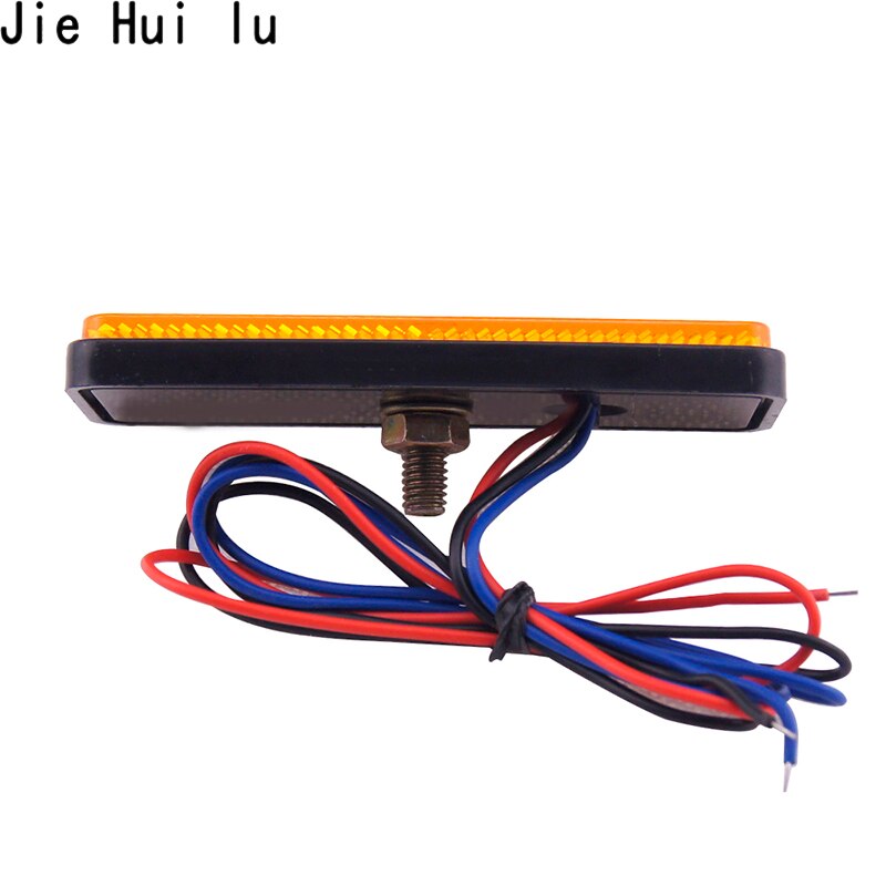 1 Pair 24LED Rectangle Motorcycle Reflector Tail Brake Turn Signal Light Lamp Car ATV LED Reflectors Truck Side Warning Light