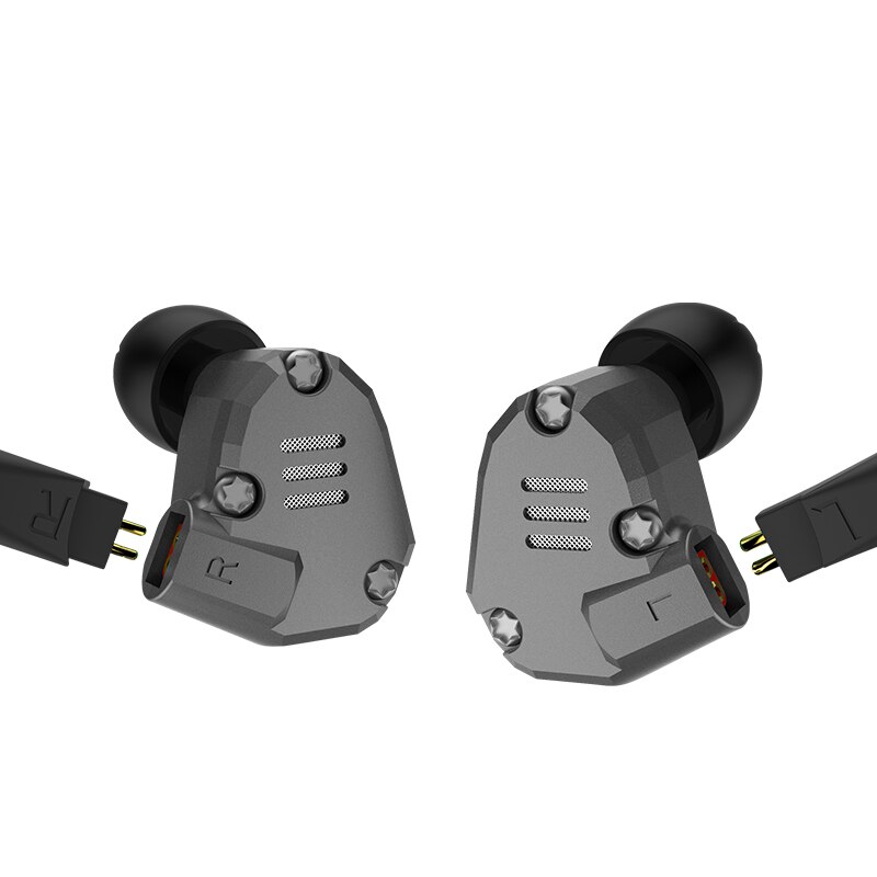 Kz ZS6 Grey Kleur 2DD + 2BA Hybrid In Ear Oortelefoon Hifi Dj Monito Running Sport Oortelefoon Oordopje Headset Metalen oordopjes Kz AS10: grey no mic