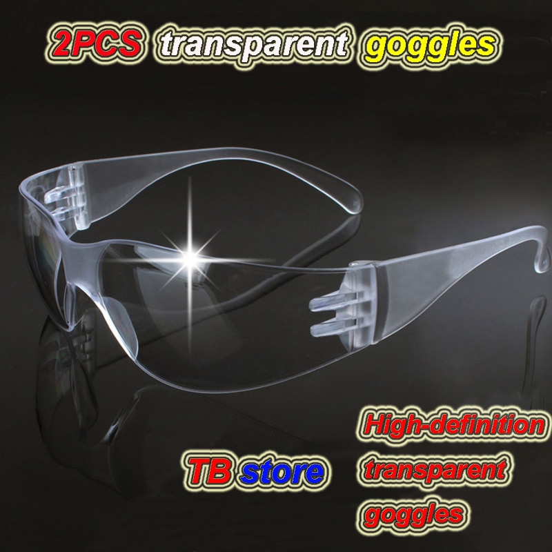 2 Stuks Transparante Bril High Definition Pc Veiligheidsbril Laboratorium Outdoor Riding Multipurpose Bescherming Goggle