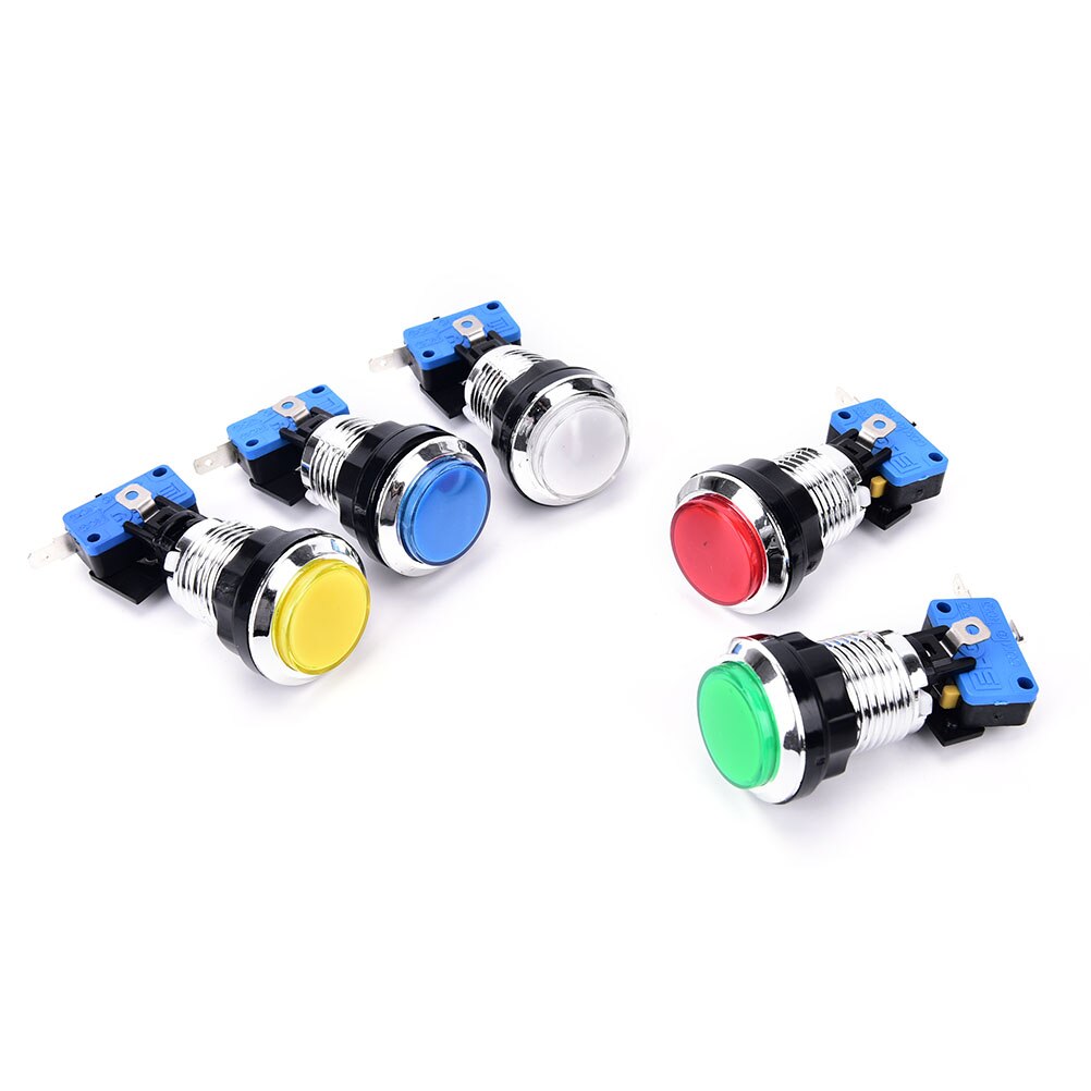 1 pièces offre spéciale chromé illuminé 12v LED Arcade bouton poussoir avec microswitch 5 couleurs