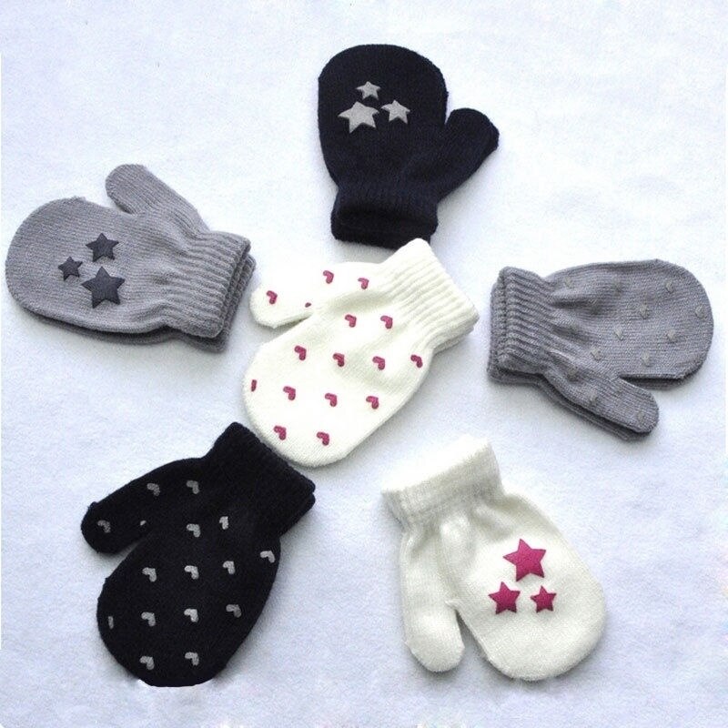 Criança Dot Estrela Coração Padrão Glovers Luvas Bonito Tricô Bebê Macia e Quente Crianças Meninos Meninas Doces Cores Mittens Unisex