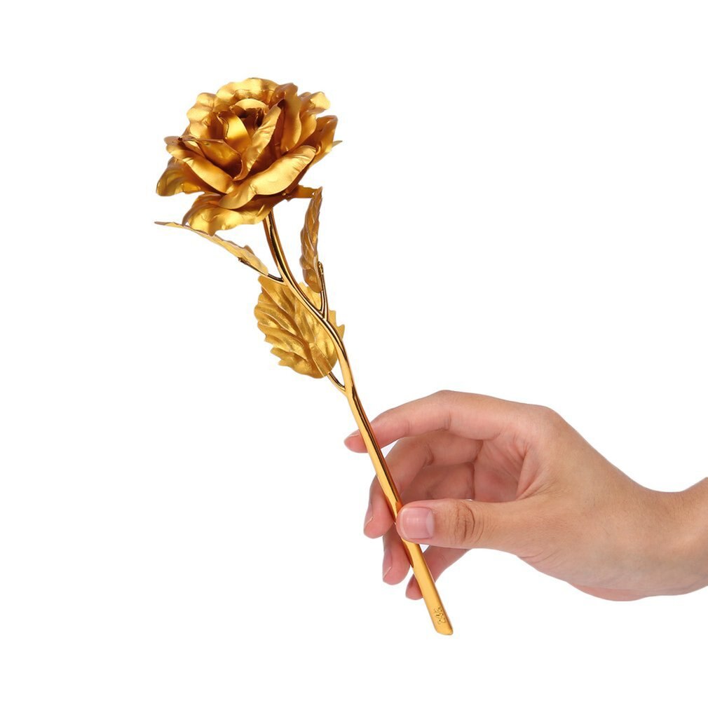 24k Gold Foil Plated Rose Lasts Forever Rose for Lover's Wedding Christmas Day