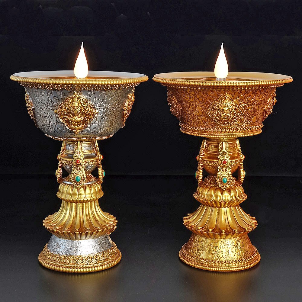 Oplaadbare Kaars Houder Tibetaanse Led Boter Lamp Boeddhistische Elektronische Nachtlampje Home Decoratieve Kaarsen
