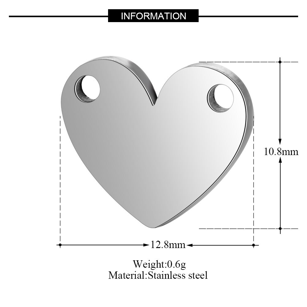 10 Pieces Love Heart Charm 100% Stainless Steel AAAAA Pendants High Polished DIY Jewelry Finding Pendant: T134x10