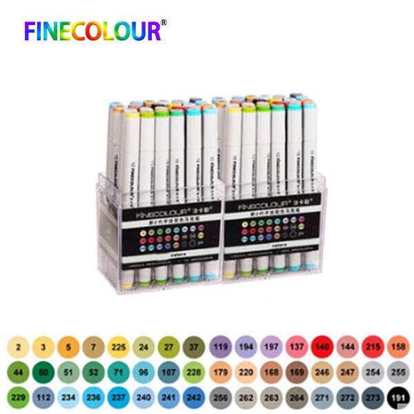 Finecolour-Rotuladores artísticos de doble punta, 160 colores para caligrafía y dibujo, marcadores con base de alcohol, EF101: 48pcs set with box