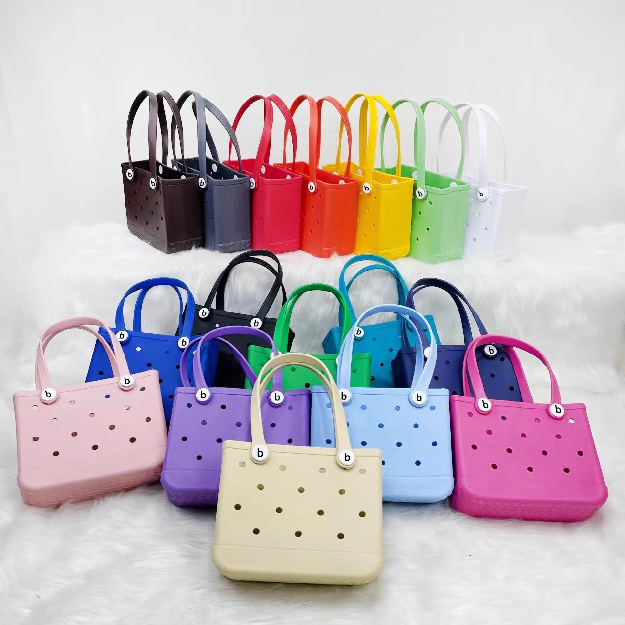 Pequeño bolso de playa, cesta de silicona con arena para niños, impermeable, lavable, a prueba de punta, duradero, abierto, para de Navidad