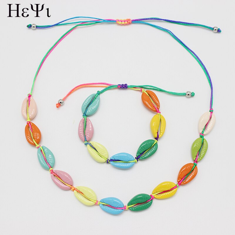 Lateefah-pulsera colorida de de verano para mujer, joyería para mujer, gargantilla de concha, para niña