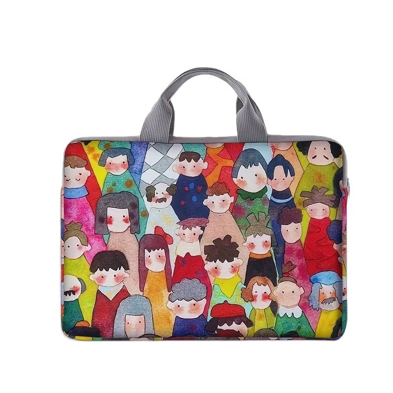 Set van 1 stuk, laptoptas met menselijk patroon, aktetas, geschikt voor 14 inch laptops, vaste laptoptas: Default Title