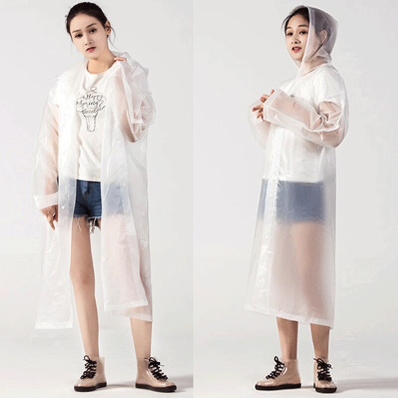 Transparent Vinyl Raincoat Runway Style Adult Unisex Clear Rain Coat protective