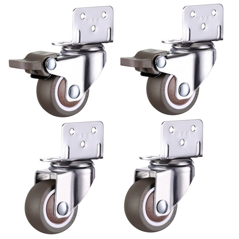 4pcs Furniture Casters Wheels Soft Rubber Swivel Caster Quite Roller wheels for trolley Baby Crib Bed Wheels Household Accessory: 2 inch / 2 brake 2 no brake
