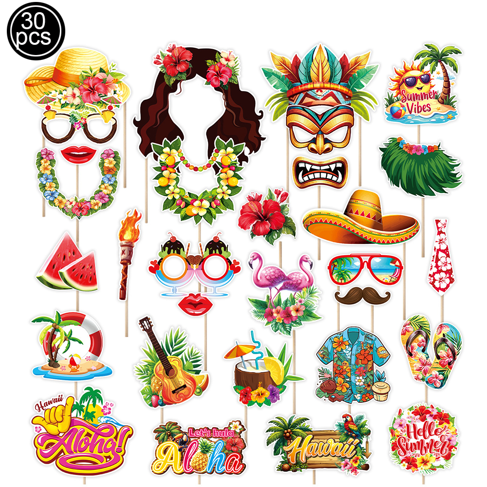 Hawaiiansk luau-fest engangsservice tropisk flamingo paptallerkener kopper servietter sommer strand aloha tema festdekorationer: Dyb blå