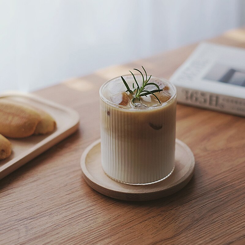 Holaroom Vertical Stripe Glass Cup Coffee Mug Japanese Tea Water Wine Glass Transparent Fruit Juice Drinking Cup vasos Drinkware