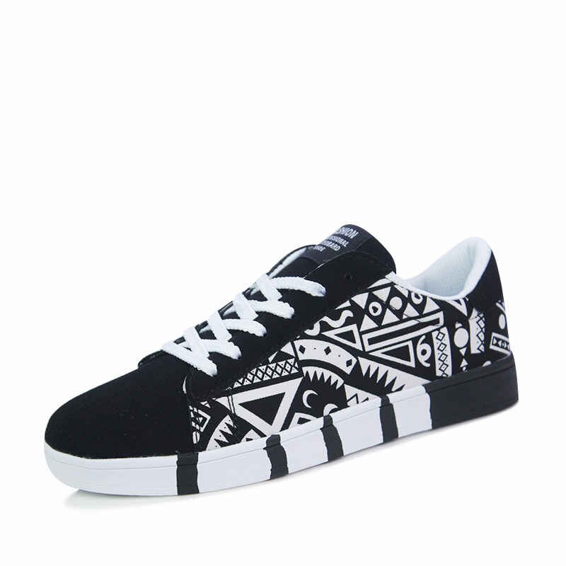 Boardschoenen heren graffiti flats zomer sneakers canvas herenschoenen regenboog man veterschoenen lage heren casual schoen  c63: Wit / 7