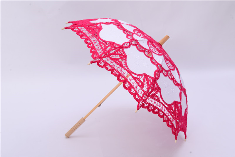 H &Ampere; S BRAUT Regenschirm Jahrgang Viktorianischen Spitze Manuelle Öffnung Fuchsie Hochzeit Regenschirm Braut Sonnenschirm Für Hochzeit Dusche Regenschirm
