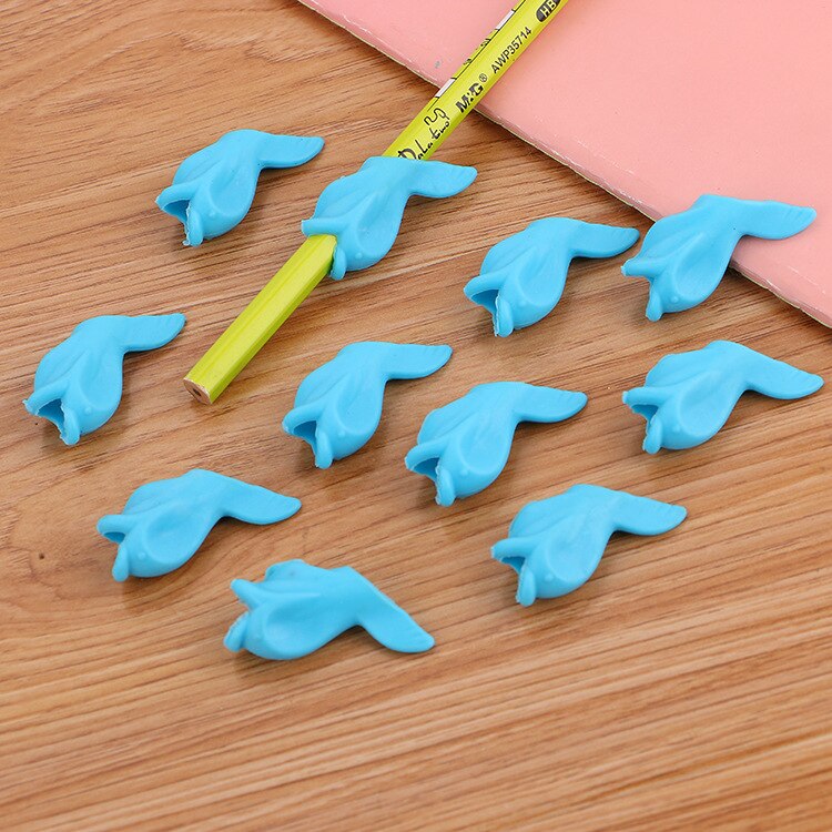10 Pcs Students Pencil Hold A Pen Holding Practise Device for Correcting Pen Postures Grip Learning Stationery Pen Refill Topper