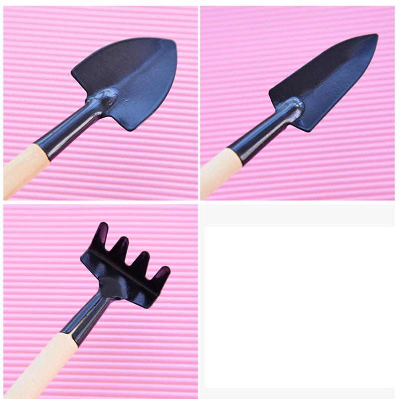 3PCS/Set Garden Tool Set Wooden Handle Iron Head Handheld Shovel Trowel Fork Multi-Tool Garden Dropping
