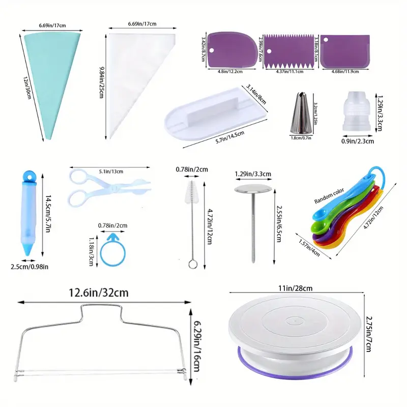137-- piece ultimate cake decorating set with turntable – stainless steel piping tips, cupcake and baking tools for creative desserts