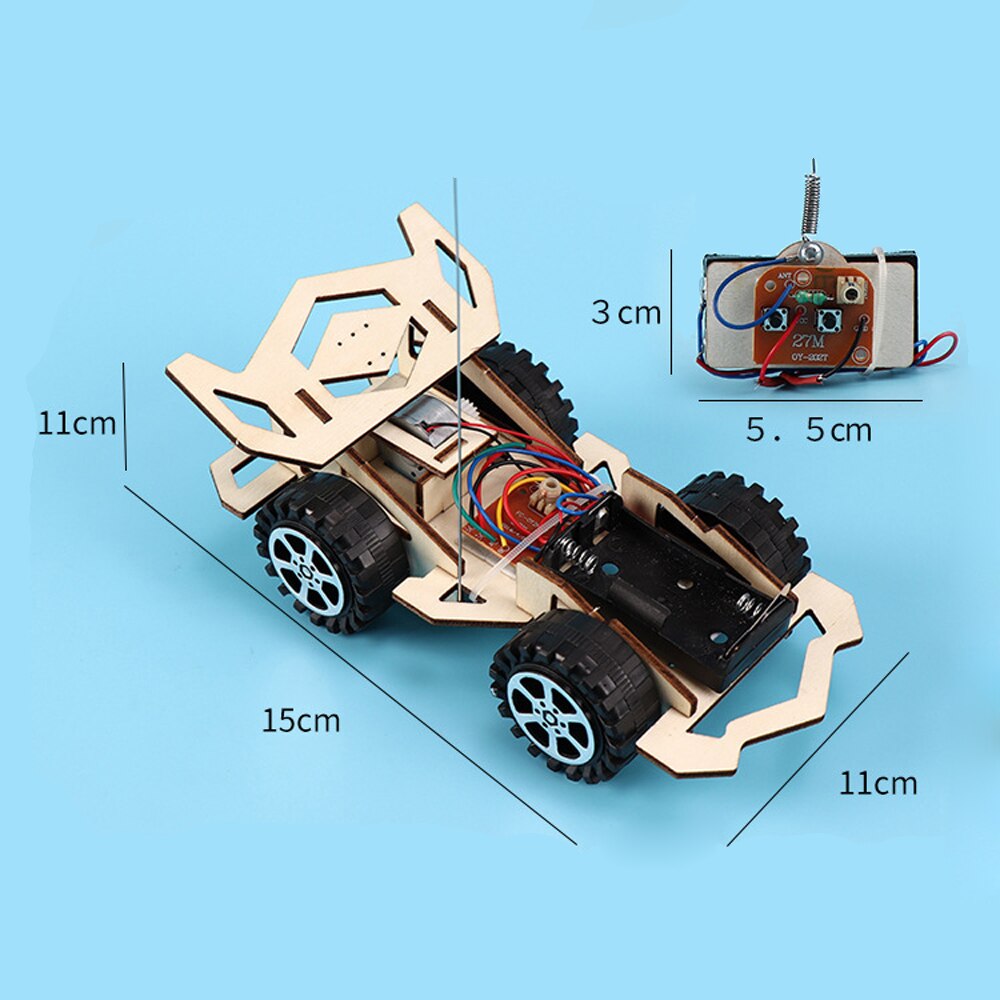 Kids DIY Assembly RC Car Model Set Wooden Science Experiment Kit Power Vehicle Educational Game Experiment STEM Toys for Childre