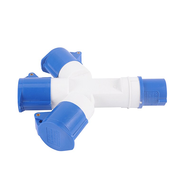 Industrial Plug - 16A 220-250V - 4 Outlets - IP44 Waterproof - Blue