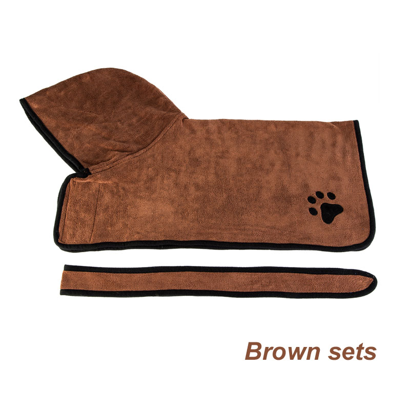 Soft Super Dog Bathrobe Pet Dog Towel for Small Medium Large Dogs Microfiber Pet Dog Cat Bath Drying Towel: Brown sets / S