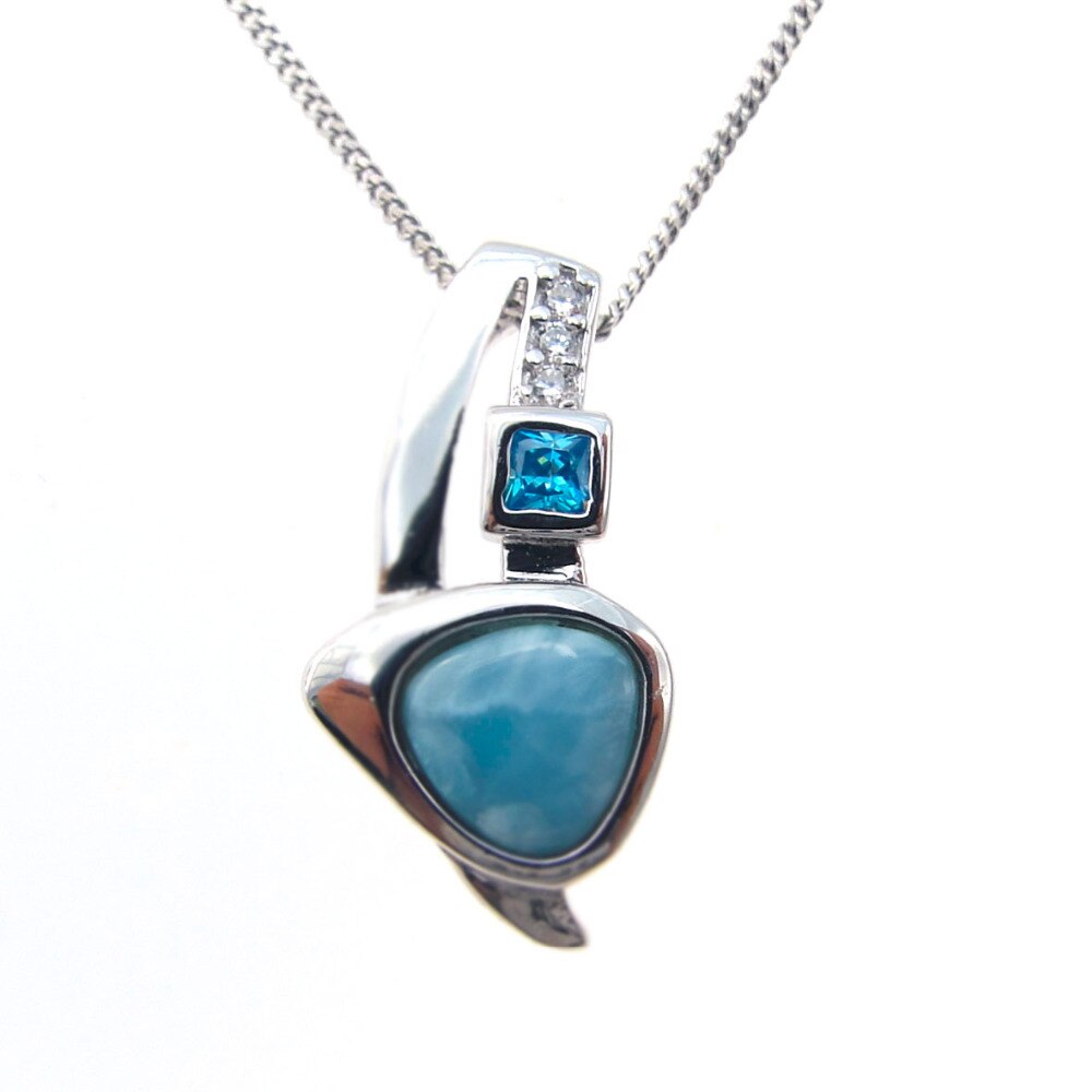 Pendentif Larimar dominicain en argent Sterling 925 solide, joli pour elle, à la , bijoux précieuses pendentif à breloque