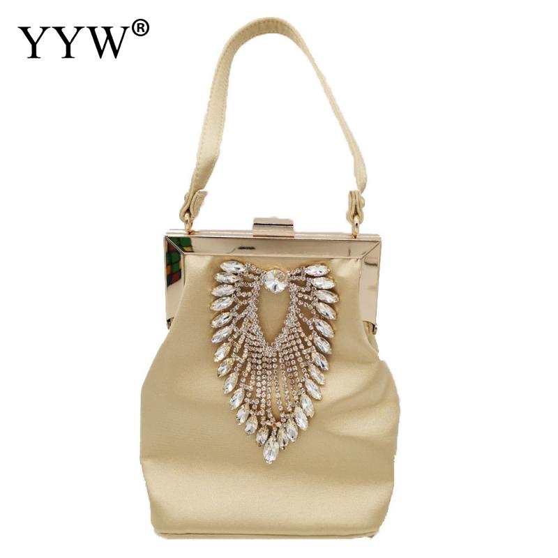 Guld metall kväll fest clutch väska kvinnor trendig väska lady vit med rhineston svart clutch bröllop handväska handväska grön: Guld-