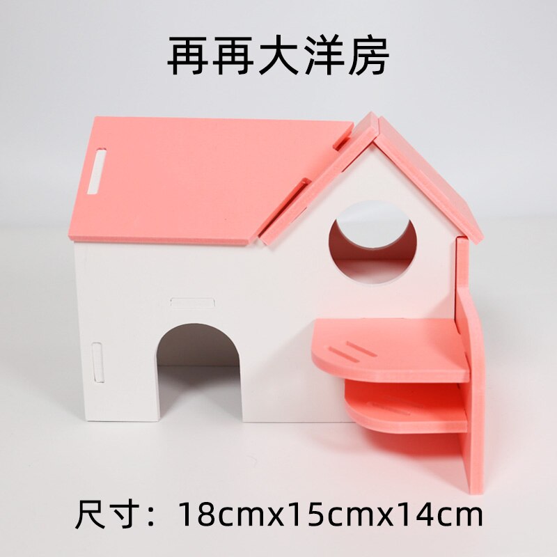 Zabawka dla chomika drewniane meble dla majsterkowiczów kołowrotek do slajdów drewniane gniazdo mały domek raj Djungarian Hamster Villa House Supplies