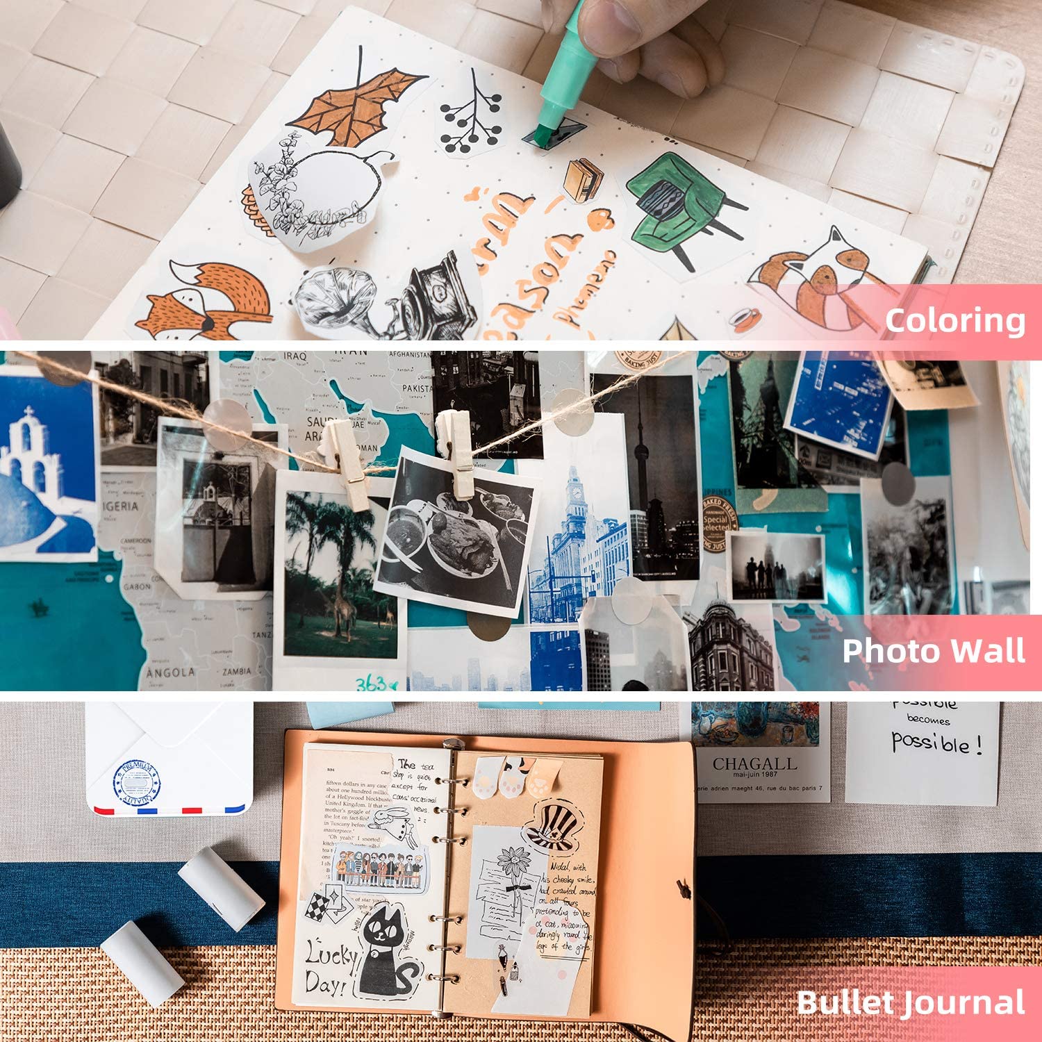 Phomemo M02 Portable Thermal Printer Paper Photo Pocket Thermal Printer 53 mm Printing Bluetooth-Compatible Android IOS Printer