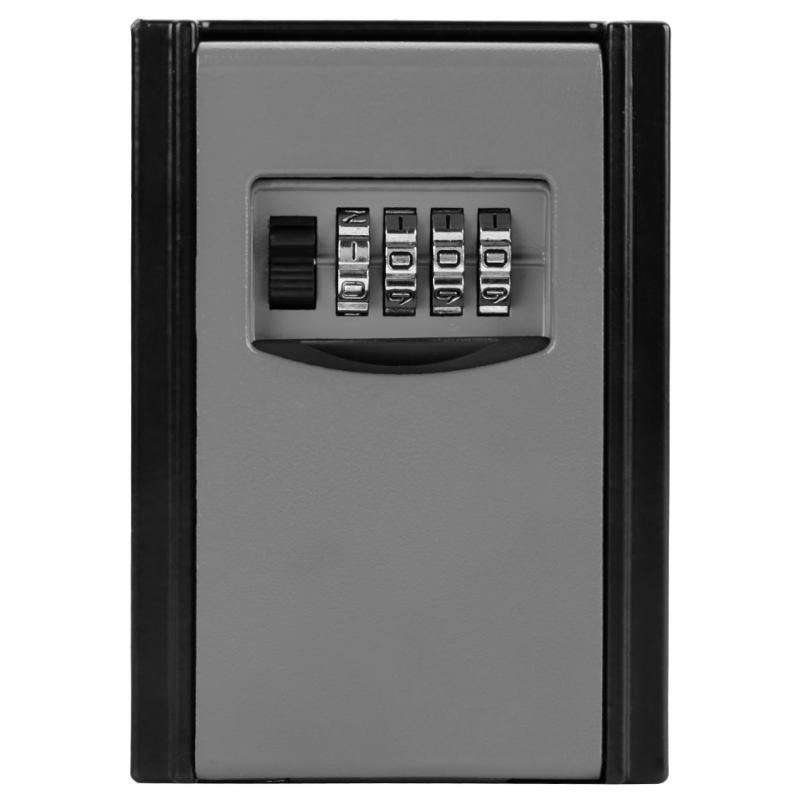 4 Digit Combination Password Lock Safe Box Keys Storage Box Wall Mounted Safety Organizer Boxes Locks: Gray