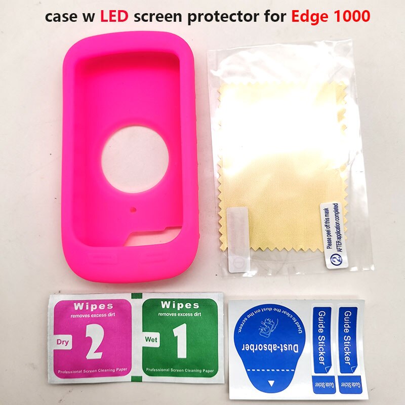 Edge 1000-funda protectora de goma para ordenador de bicicleta, Protector de pantalla para Garmin Edge 1000, GPS: Pink LED