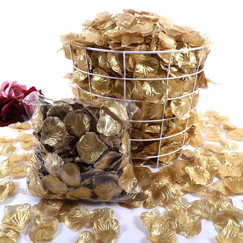 500Pcs/Lot 5*5cm Silk Rose Petals Gold Red 14 Colors Wedding Petale De Rose Mariage Romantic Artificial Rose Flower Petals: 15-Gold